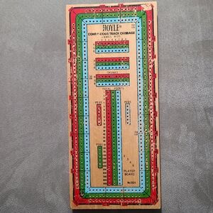 Vintage‎ HOYLE Continuous Track Cribbage Game Board Pegs Colorful